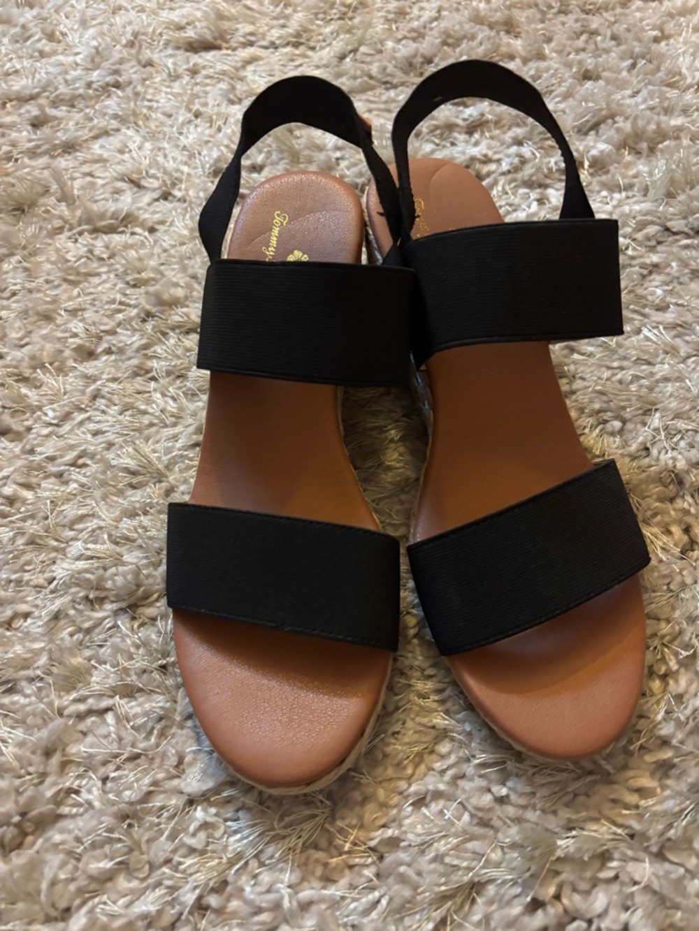 Tommy Bahama Black and Brown Espadrille Wedge Sandals